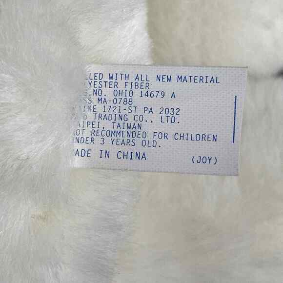 VTG Valentine Teddy Bear Plush Stuffed Animal White Pink Hearts Skirt 12" New - Picture 10 of 12